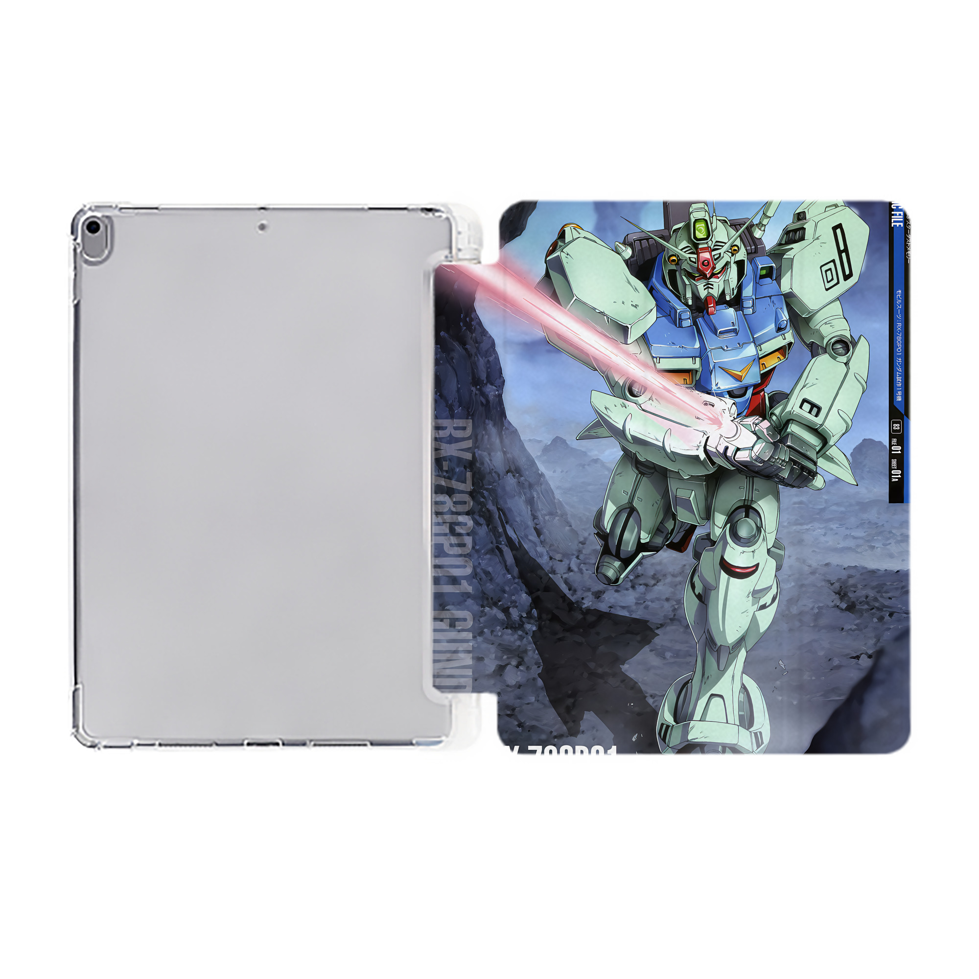 （画像用） 機動戦士ガンダム Mobile Suit Gundam IPad ケース ペン収納付き 三つ折りスタンド PUレザー×シリコン 対応機種9.5/10.5/10.9インチ